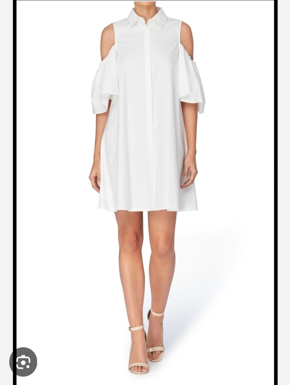 Catherine Malamdrino Cold Shoulder Shirt Dress Size S